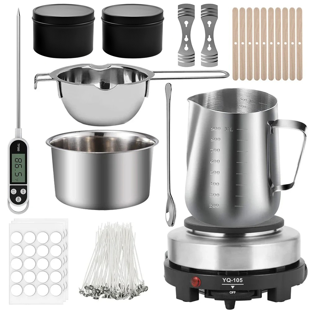 Candle Making Supplies Usa - グリントモス DIY キャンドル作りキット（ホットプレート付き）、キャンドル作り用品（ワックス溶解ポット付き）、大人向けキャンドル作りツールセット