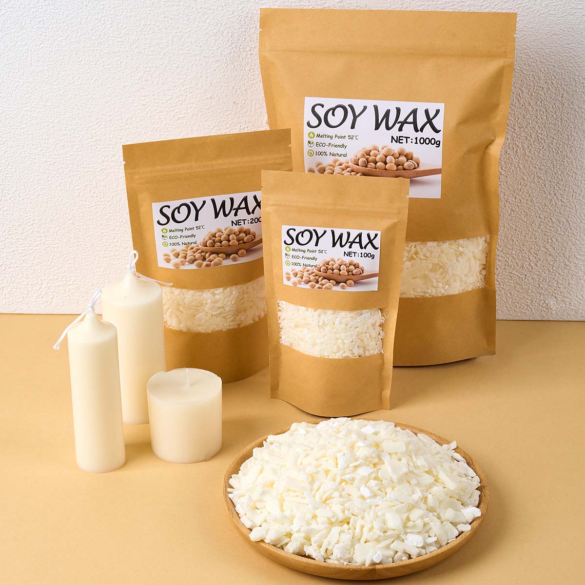 Candle Making Supplies Usa - 1 ポンドピュアホワイト大豆ワックス DIY 手作りキャンドル工芸品 100% 無添加香りキャンドル原料作成用品キット