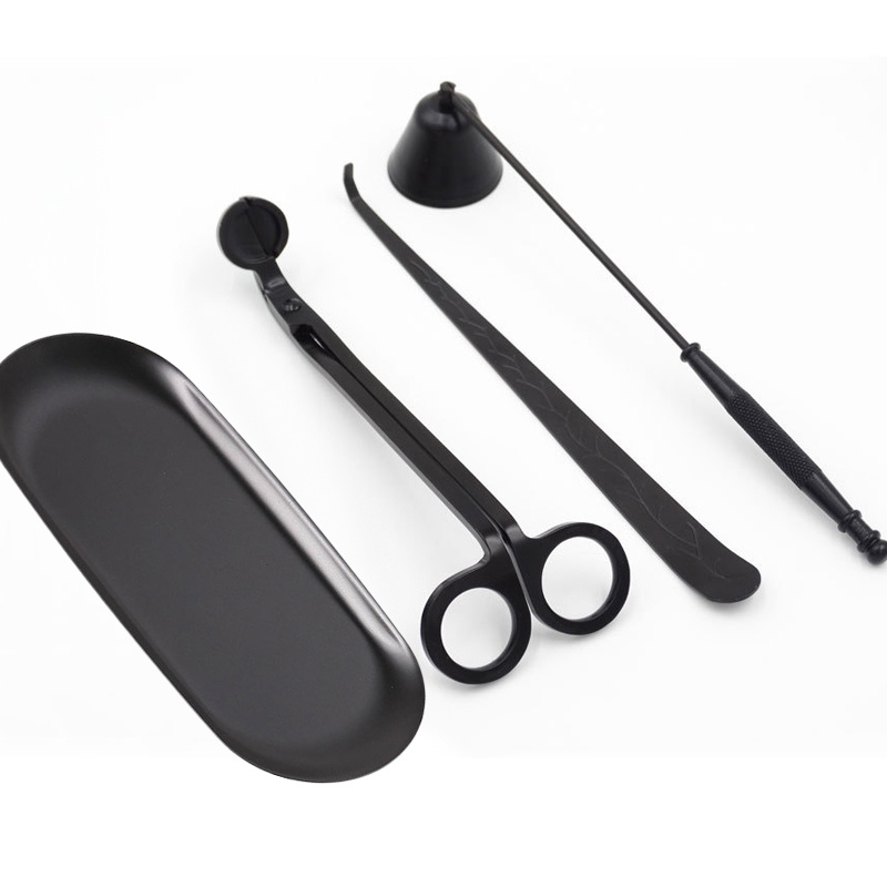 Wick Dipper Tool - 4 ピース/セットキャンドル芯トリマーはさみ消火器フックキャンドルアクセサリートレイ付きステンレス鋼芯トリマーひしゃくツール