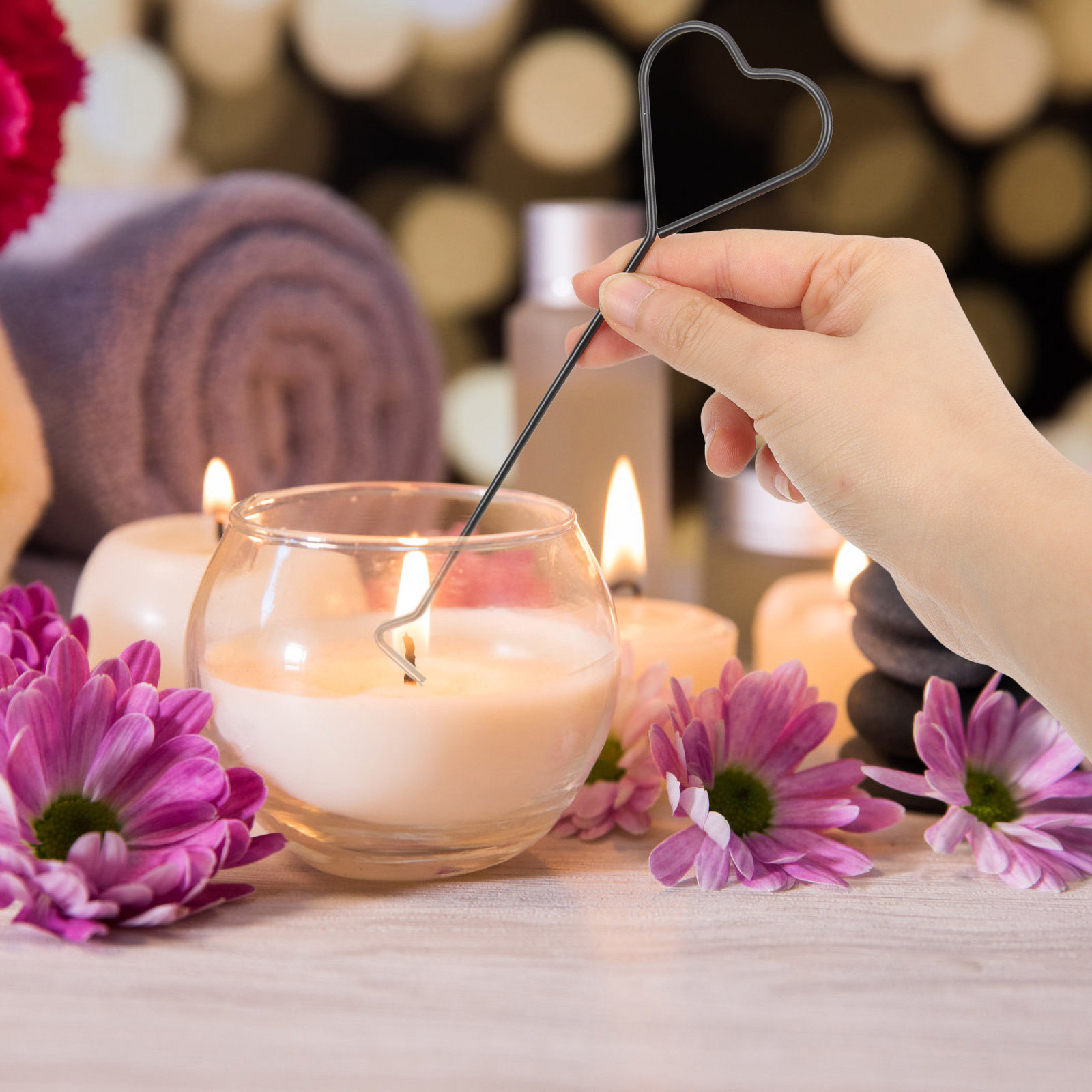 4個入り頑丈な鉄製芯消し器、ハート型デザインの芯トリマー、ジ - Wick Dipper Tool のレビューと価格